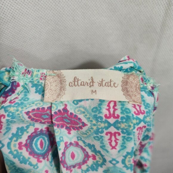 Altard State Blue-Green Printed Tank Top Racerback Bow Women Size M NEW - Picture 7 of 8